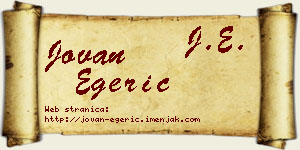 Jovan Egerić vizit kartica